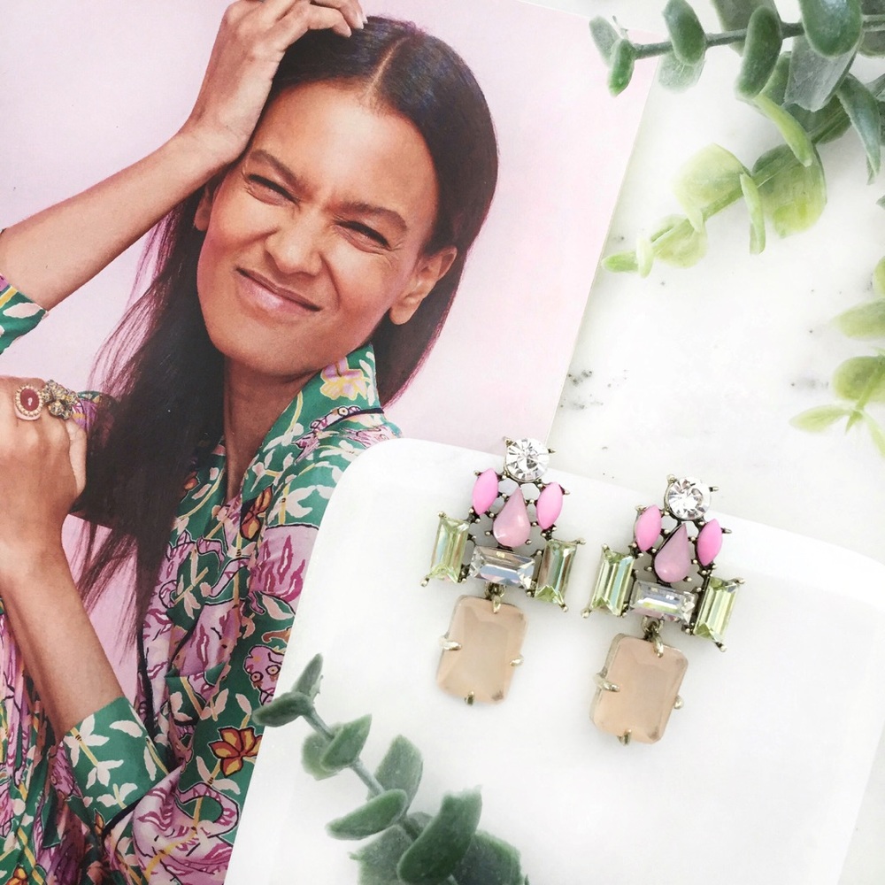 Erica Rose Pink, Green & Nude Statement Earrings